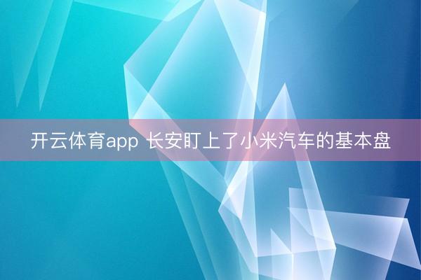 开云体育app 长安盯上了小米汽车的基本盘