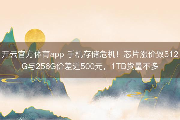 开云官方体育app 手机存储危机！芯片涨价致512G与256G价差近500元，1TB货量不多