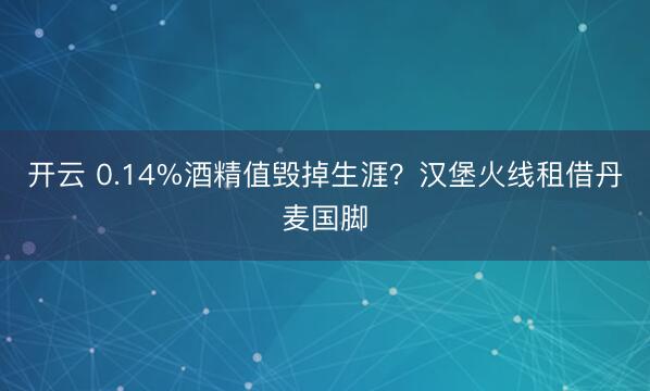 开云 0.14%酒精值毁掉生涯？汉堡火线租借丹麦国脚