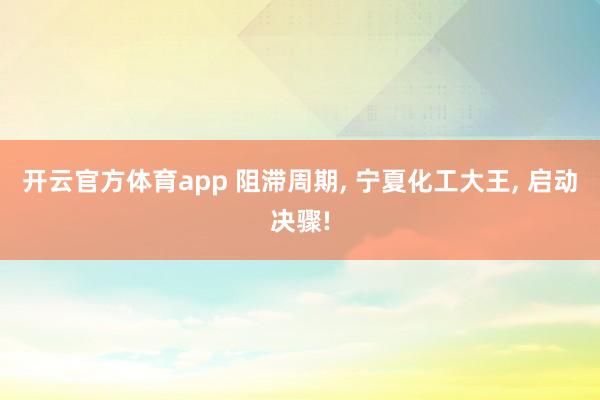 开云官方体育app 阻滞周期， 宁夏化工大王， 启动决骤!
