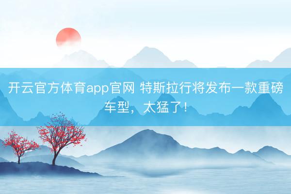 开云官方体育app官网 特斯拉行将发布一款重磅车型，太猛了！