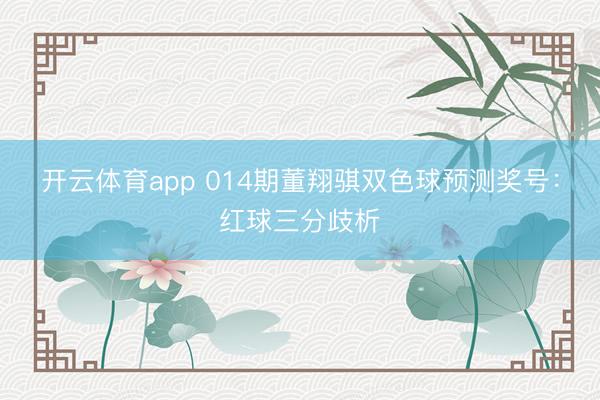 开云体育app 014期董翔骐双色球预测奖号：红球三分歧析