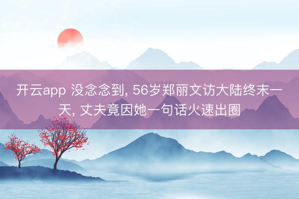 开云app 没念念到， 56岁郑丽文访大陆终末一天， 丈夫竟因她一句话火速出圈