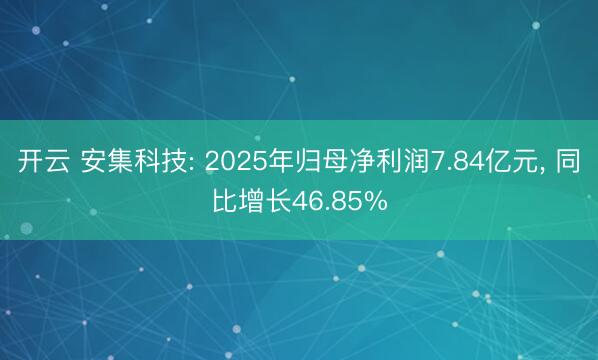 开云 安集科技: 2025年归母净利润7.84亿元, 同比增长46.85%