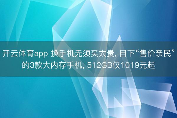 开云体育app 换手机无须买太贵， 目下“售价亲民”的3款大内存手机， 512GB仅1019元起