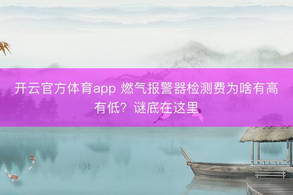 开云官方体育app 燃气报警器检测费为啥有高有低？谜底在这里