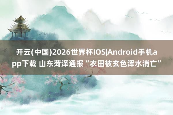 开云(中国)2026世界杯IOS|Android手机app下载 山东菏泽通报“农田被玄色浑水消亡”