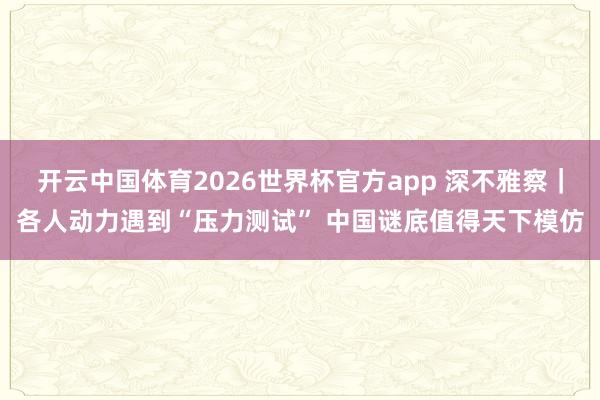 开云中国体育2026世界杯官方app 深不雅察｜各人动力遇到“压力测试” 中国谜底值得天下模仿