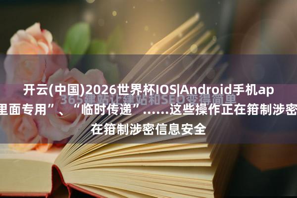 开云(中国)2026世界杯IOS|Android手机app下载 “里面专用”、“临时传递”......这些操作正在箝制涉密信息安全