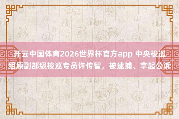 开云中国体育2026世界杯官方app 中央梭巡组原副部级梭巡专员许传智，被逮捕、拿起公诉