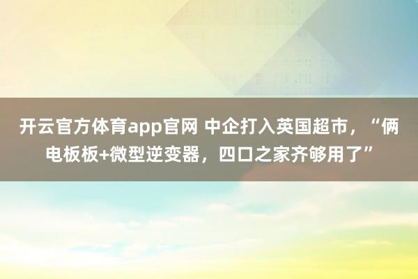 开云官方体育app官网 中企打入英国超市，“俩电板板+微型逆变器，四口之家齐够用了”
