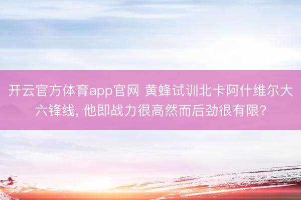 开云官方体育app官网 黄蜂试训北卡阿什维尔大六锋线， 他即战力很高然而后劲很有限?