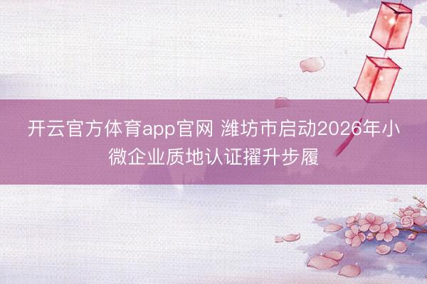 开云官方体育app官网 潍坊市启动2026年小微企业质地认证擢升步履