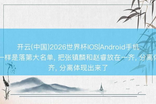 开云(中国)2026世界杯IOS|Android手机app下载 一样是落第大名单， 把张镇麟和赵睿放在一齐， 分离体现出来了