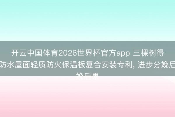 开云中国体育2026世界杯官方app 三棵树得到防水屋面轻质防火保温板复合安装专利， 进步分娩后果