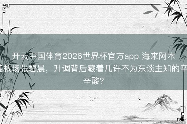 开云中国体育2026世界杯官方app 海来阿木三度救场张碧晨，升调背后藏着几许不为东谈主知的辛酸？