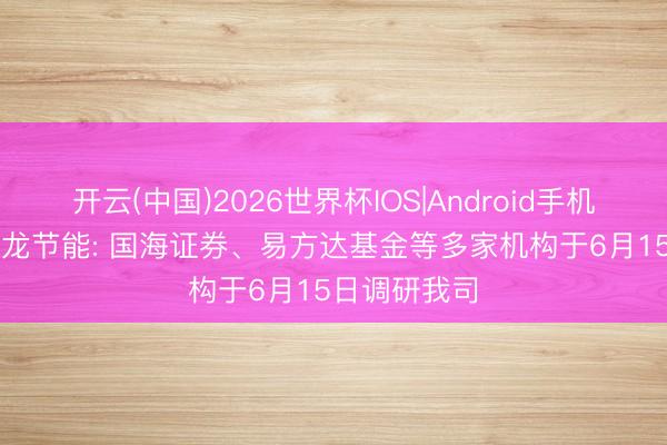 开云(中国)2026世界杯IOS|Android手机app下载 冠龙节能: 国海证券、易方达基金等多家机构于6月15日调研我司
