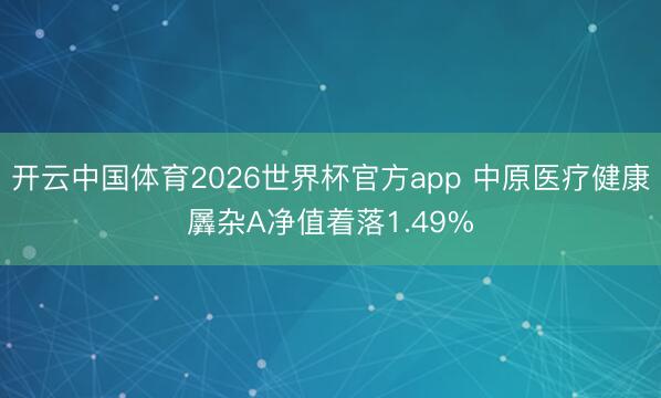 开云中国体育2026世界杯官方app 中原医疗健康羼杂A净值着落1.49%